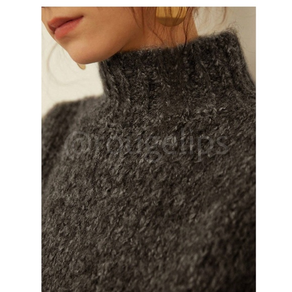 Black Knit Oversized Pullover Turtleneck Sweater - Picture 4 of 9